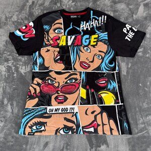 Contender MCMLXXXVIII Mens SZ Large Popart Savage T-Shirt Black All Over Print